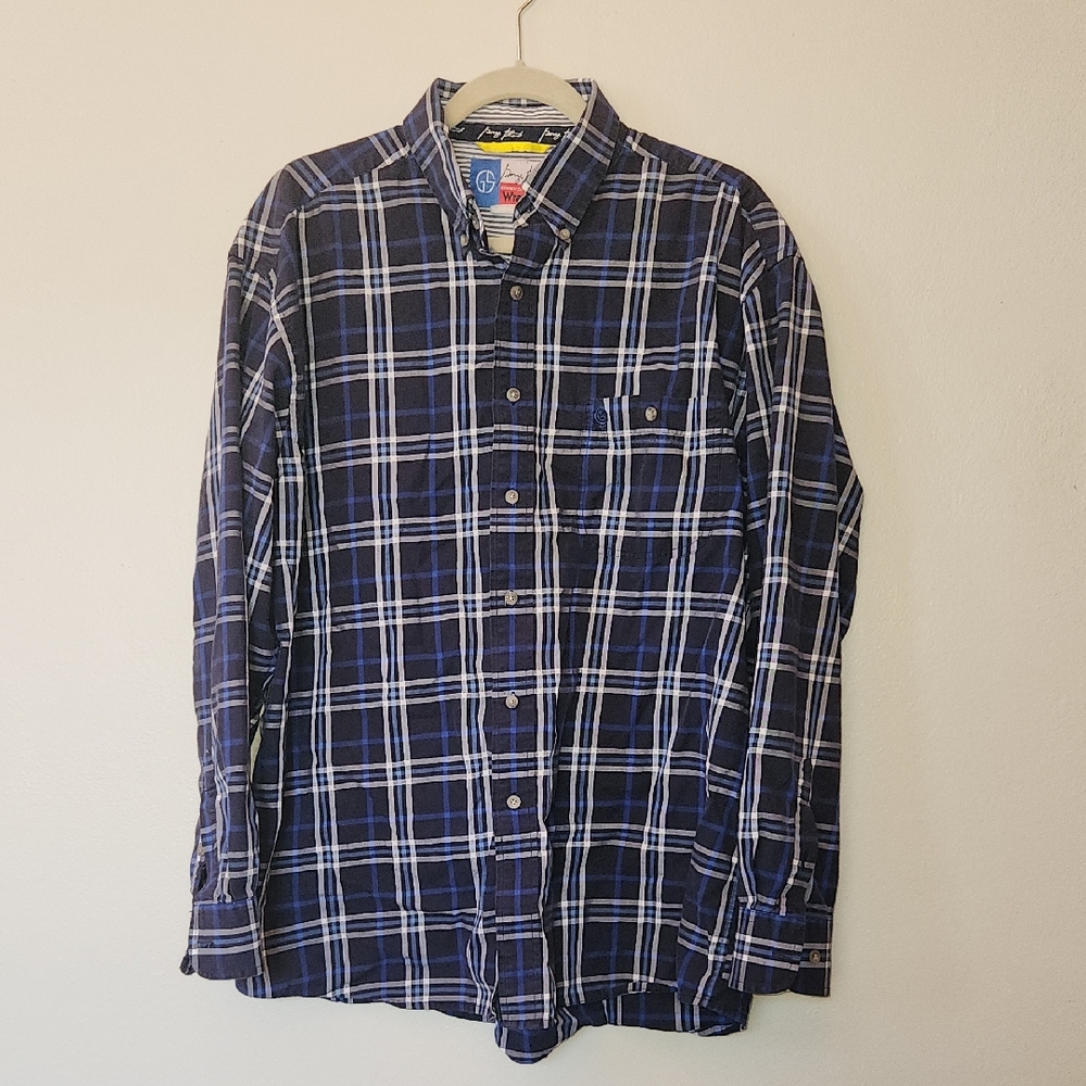 Wrangler Blue and White Checkered Men's Shirt
